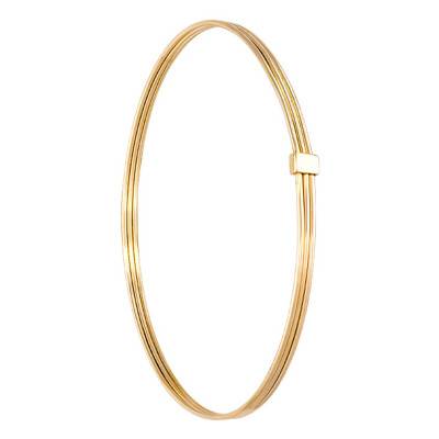 18K Yellow Gold-Plated Grooved Bangle Bracelet, 62mm Diameter, 3mm Width - Naïades