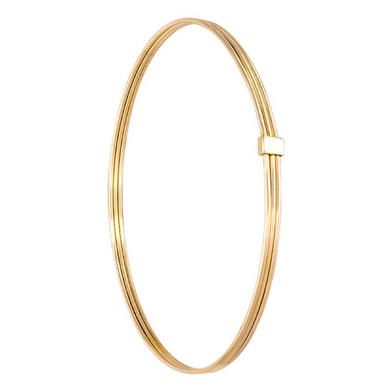 18K Yellow Gold-Plated Grooved Bangle Bracelet, 62mm Diameter, 3mm Width - Naïades