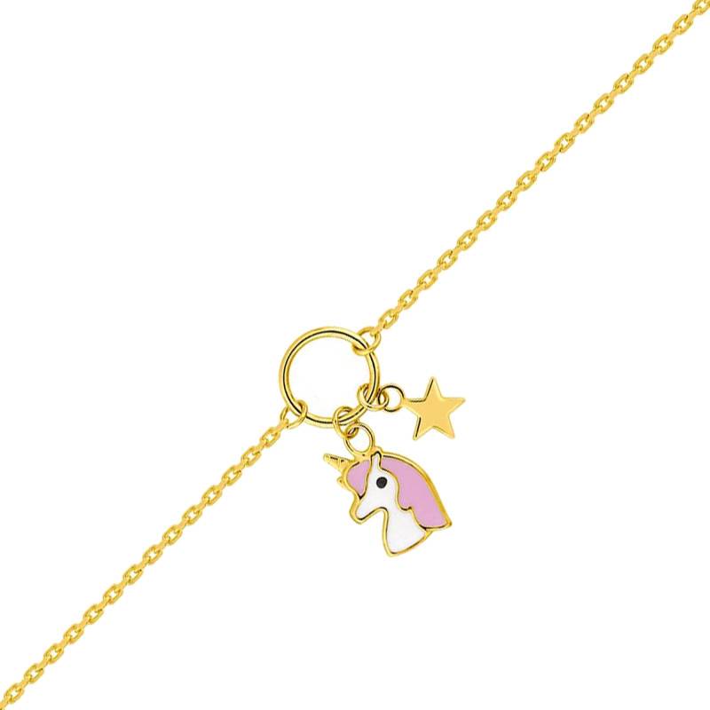 Yellow 750/1000 Gold & Enamel Unicorn Bracelet - Bambins