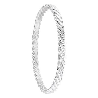 925 Silver Twisted Flat Bangle, Diameter 62 mm, Width 5 mm - Artemis