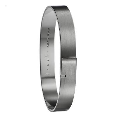 Jonc Saturne 9 argent & ruthénium, Longueur 15,5 à 18,5 cm, Largeur 9,00 mm - Ursul