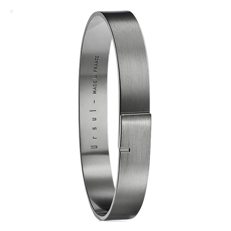 925/1000 Silver & Ruthenium Saturne 9 Bangle, Length 15.5 cm to 18.5 cm, Width 9 mm - Ursul