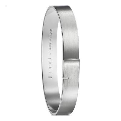 925/1000 Rhodium-Plated Silver Saturne 9 Bangle, Length 14 cm to 18.5 cm, Width 9 mm - Ursul