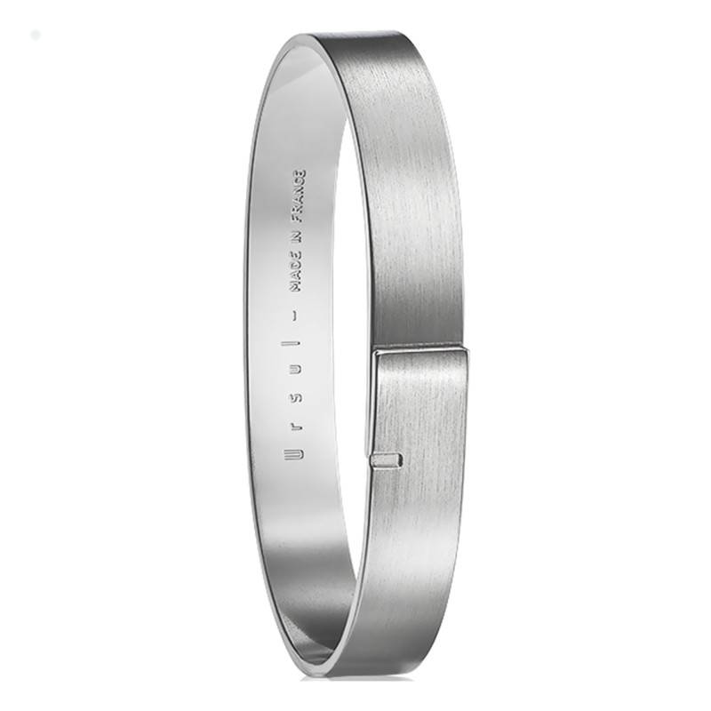 925/1000 Rhodium-Plated Silver Saturne 9 Bangle, Length 14 cm to 18.5 cm, Width 9 mm - Ursul