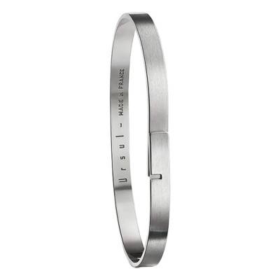 Ursul Saturne 5 Matte Rhodium-Plated 925 Silver Bangle, Length 14.5 cm to 18.5 cm, Width 5 mm - Ursul