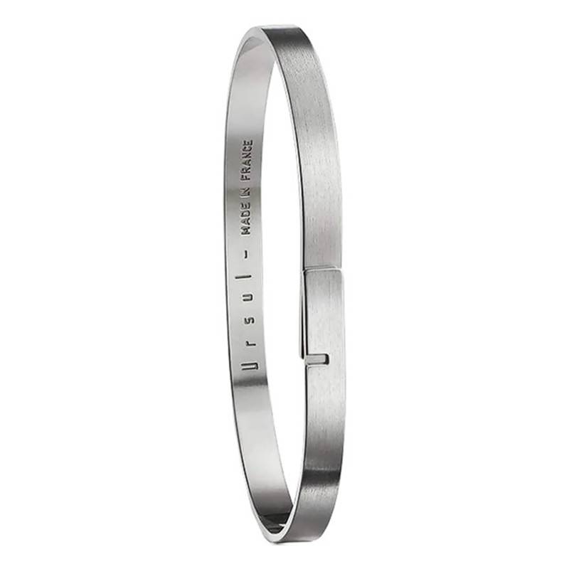 Ursul Saturne 5 Matte Rhodium-Plated 925 Silver Bangle, Length 14.5 cm to 18.5 cm, Width 5 mm - Ursul