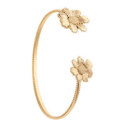 Yellow Gold Plated Flora Open Bangle, 58 mm Diameter - Ana & Cha