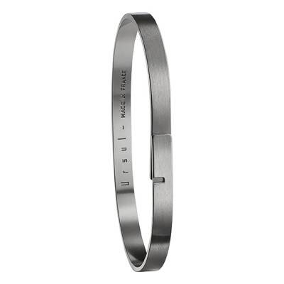 Jonc Saturne 5 Argent & Ruthénium, Longueur 15,5 à 18,5 cm, Largeur 5,00 mm - Ursul