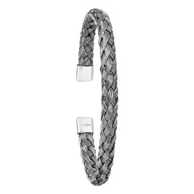 Evan Open Bangle Stainless Steel, 6.50 cm Diameter, 8 mm Wide - Phebus