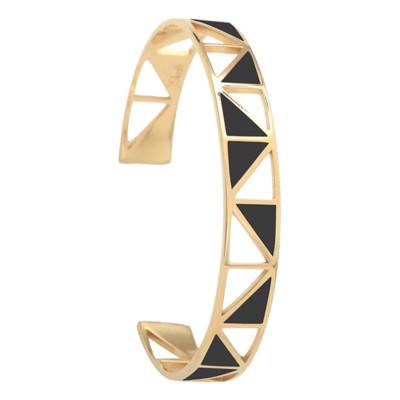 Bracelet Jonc Tropézienne, Résine Noire Plaqué Or - Skalli
