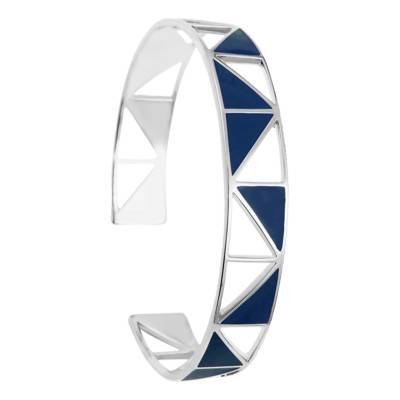 925 Silver-Plated Navy Blue Tropézienne Cuff, Diameter 55 mm - BRTR06BMSV - Skalli