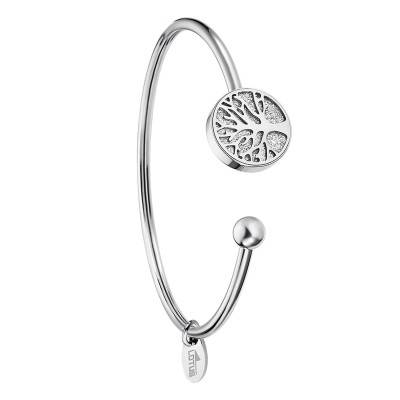 Lotus Style Steel Open Tree of Life Bangle, Diameter 61 mm - LS2225-2/3 - Lotus