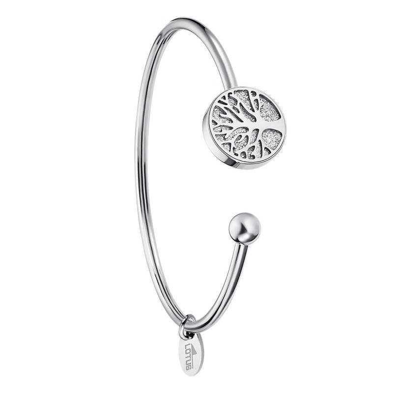 Lotus Style Steel Open Tree of Life Bangle, Diameter 61 mm - LS2225-2/3 - Lotus