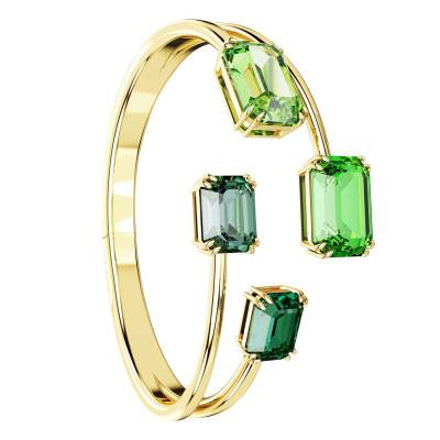 Gold-Toned Metal & Green Crystal Millenia Bangle Bracelet, 16 cm to 18.50 cm - 5671246 - Swarovski