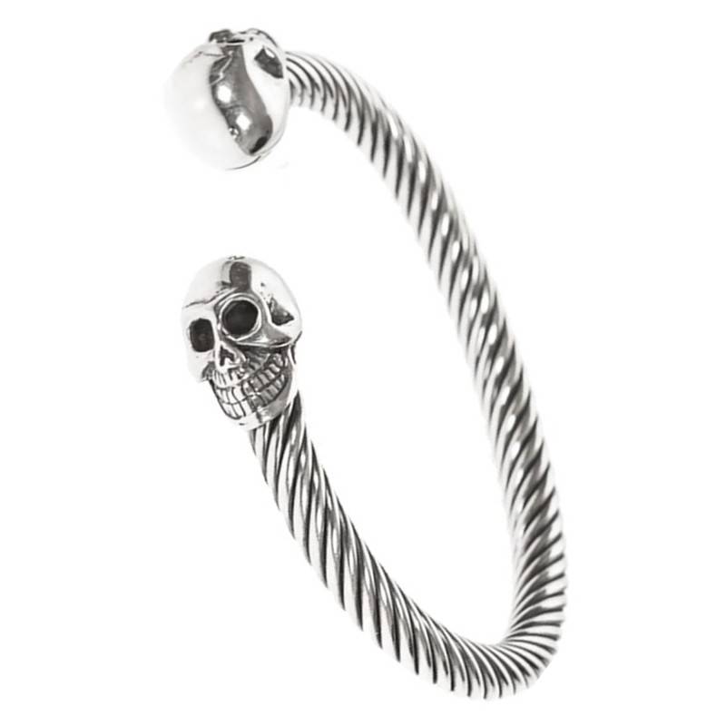 925 Silver Open Bangle with Skull - Orus Bijoux