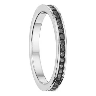 Alliance Ruban Standard Jubba en Or Blanc 750 & Rail de Diamants Noirs 0,611 ct, Largeur 2,30 mm - Gaïa