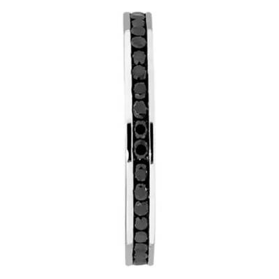 Alliance Ruban Standard Jubba en Or Blanc 750 & Rail de Diamants Noirs 0,611 ct, Largeur 2,30 mm - Gaïa