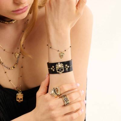 Gold-Tone & Stone Ghosttown Bracelet, Length 16.5 cm to 21.5 cm - Hipanema