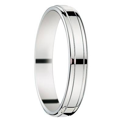 750/1000 White Gold Standard Ribbon Adige Layered Wedding Ring, 3.5 mm Wide - Fair'Belle