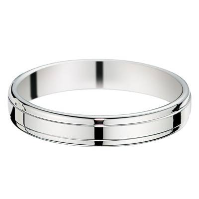 750/1000 White Gold Standard Ribbon Adige Layered Wedding Ring, 3.5 mm Wide - Fair'Belle