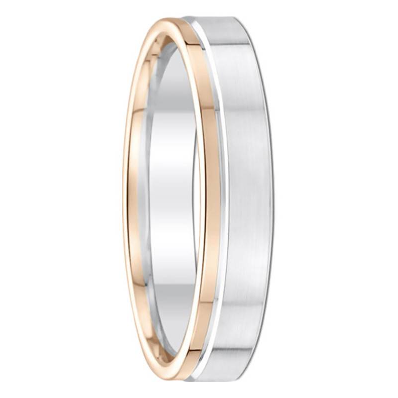 Alliance Ruban Standard Santa Cruz en 2 Ors Blanc et Rose 750, Largeur 3,5 mm - Fair'Belle