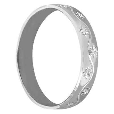 Alliance Diamantée Fleurs en Or Blanc 750, Largeur 4,50 mm - Fair'Belle