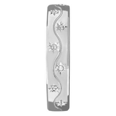 Alliance Diamantée Fleurs en Or Blanc 750, Largeur 4,50 mm - Gaïa