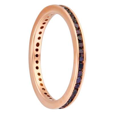 Alliance Ruban Standard Mayenne en Or Rose 750 & Diamants Noirs, Largeur 2,30 mm - Fair'Belle