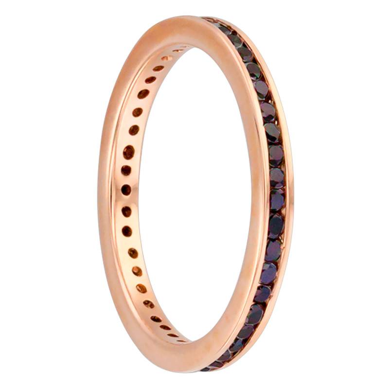 Alliance Ruban Standard Mayenne en Or Rose 750 & Diamants Noirs, Largeur 2,30 mm - Fair'Belle