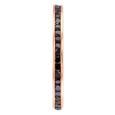 Alliance Ruban Standard Mayenne en Or Rose 750 & Diamants Noirs, Largeur 2,30 mm - Fair'Belle