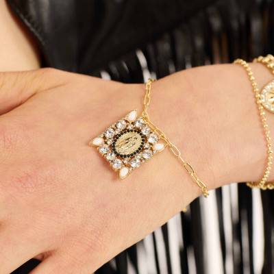 Magdalena Gold-Toned & Stone and Resin Bracelet, Length 16.5 cm to 21.5 cm - Hipanema