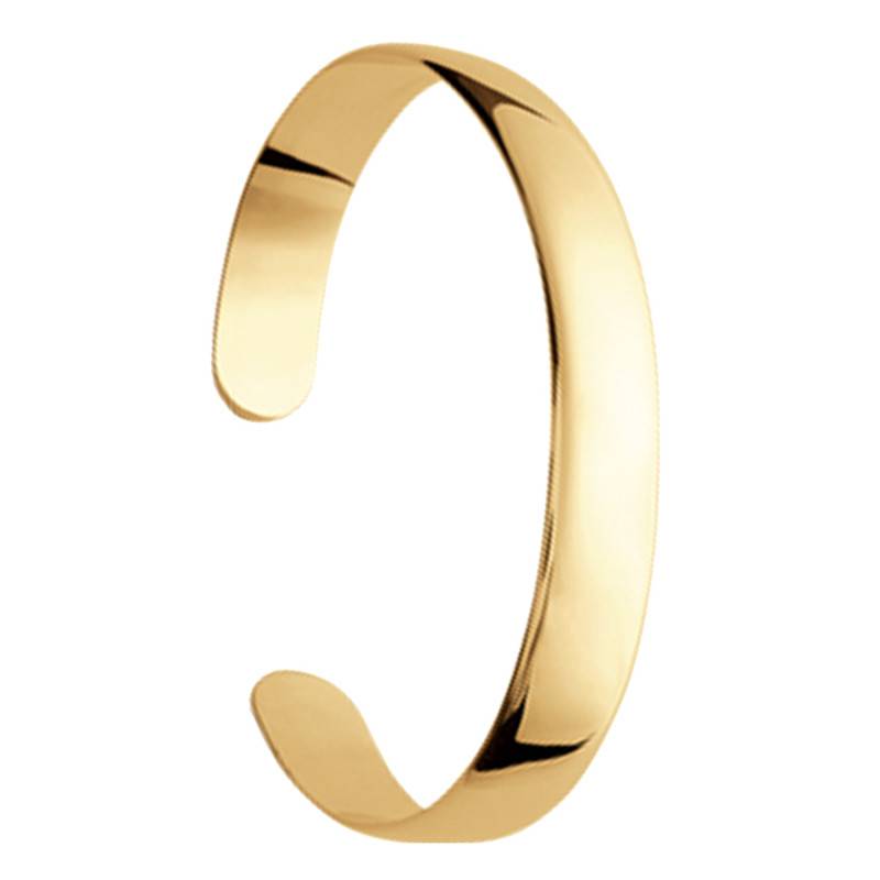 750 Yellow Gold-Plated Smooth Open Bangle, Diameter 58 mm, Width 1 cm - Naïades