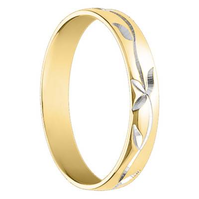 Nicolle Two-Tone Yellow & White 750/1000 Gold Standard Half-Domed Wedding Ring - Maison Girard