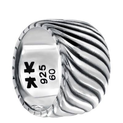 Bague vagues, en argent 925 oxydé - Guiot De Bourg