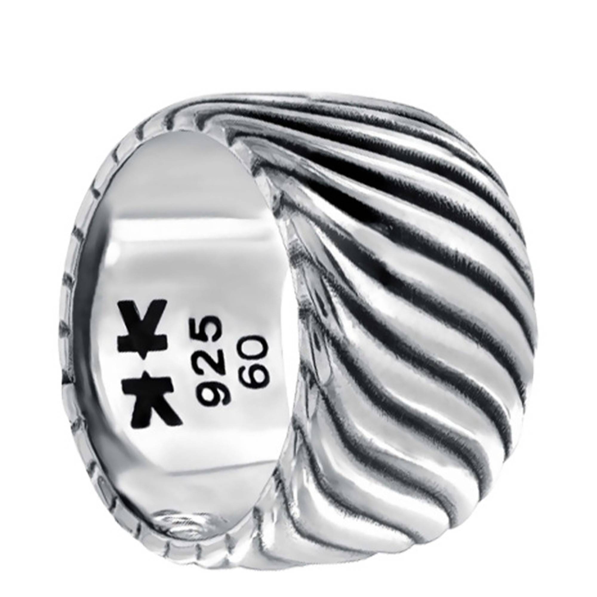 Bague elfique et artisanale en argent 925 ornée d'une onde aquatique