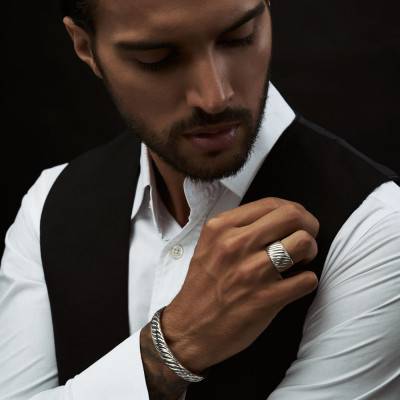 Bague vagues, en argent 925 oxydé - Guiot De Bourg