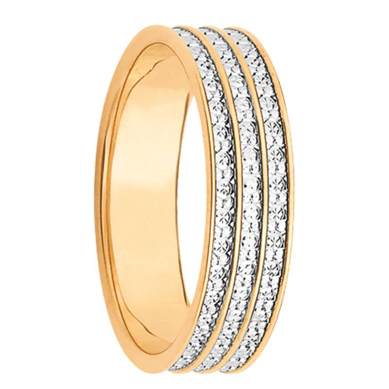 Marilhat Triple Diamond-Band 750/1000 Two-Tone Gold Ribbon Wedding Ring, Width 5 mm - Maison Girard