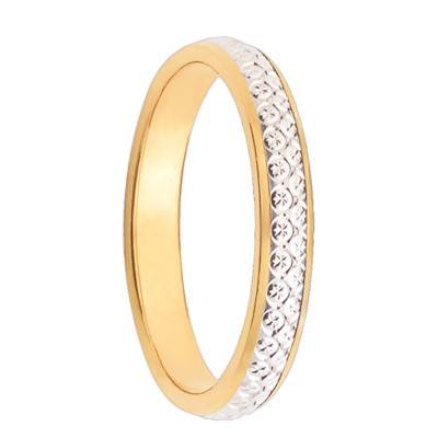 Cidara Two-Tone 375/1000 Gold Half-Dome Standard Diamond-Cut Wedding Ring - Maison Girard