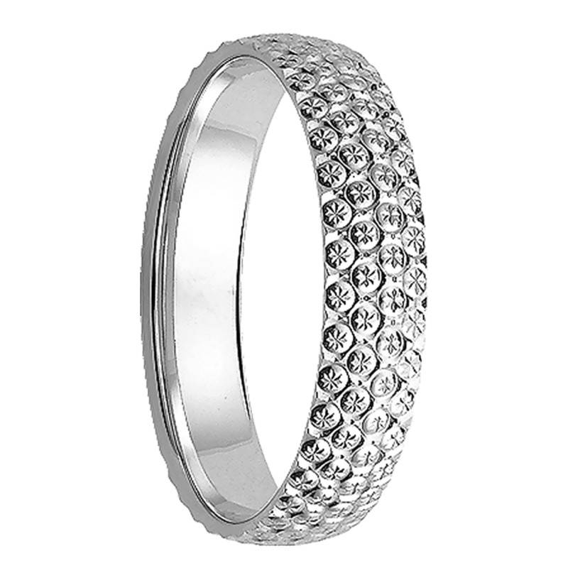Sancya 9K White Gold Standard Half-Dome Wedding Ring - Maison Girard