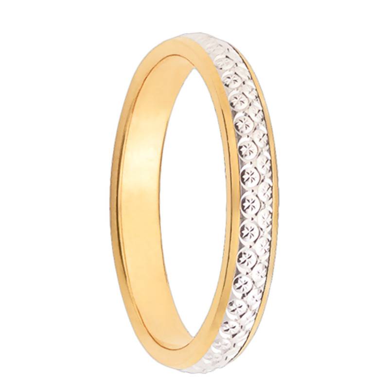 Cidara Diamond-Effect Half-Dome 750/1000 2-Gold Wedding Ring - Maison Girard