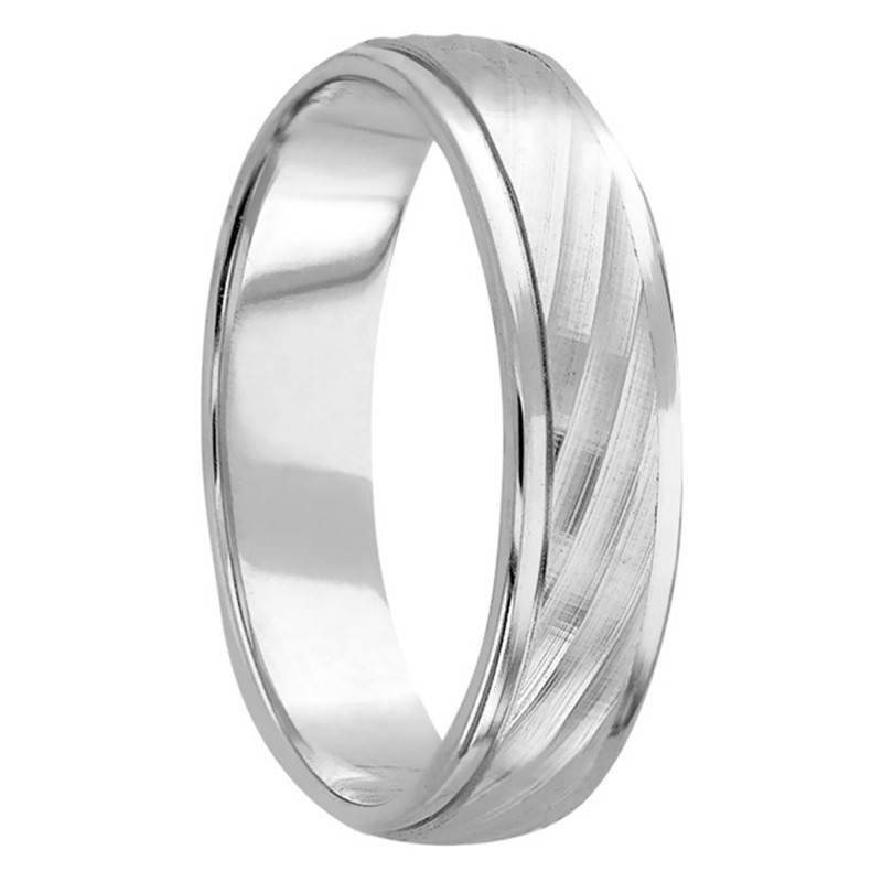 Nahila 9K White Gold Half-Dome Standard Wedding Ring, 5 mm Width - Maison Girard