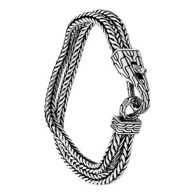 Bracelet Double Maille Serpent Carrée Argent, Longueur 22 cm - Guiot De Bourg