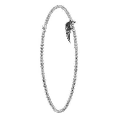 925 Silver Wing Charm Stretch Bracelet, 18 cm - Guiot De Bourg