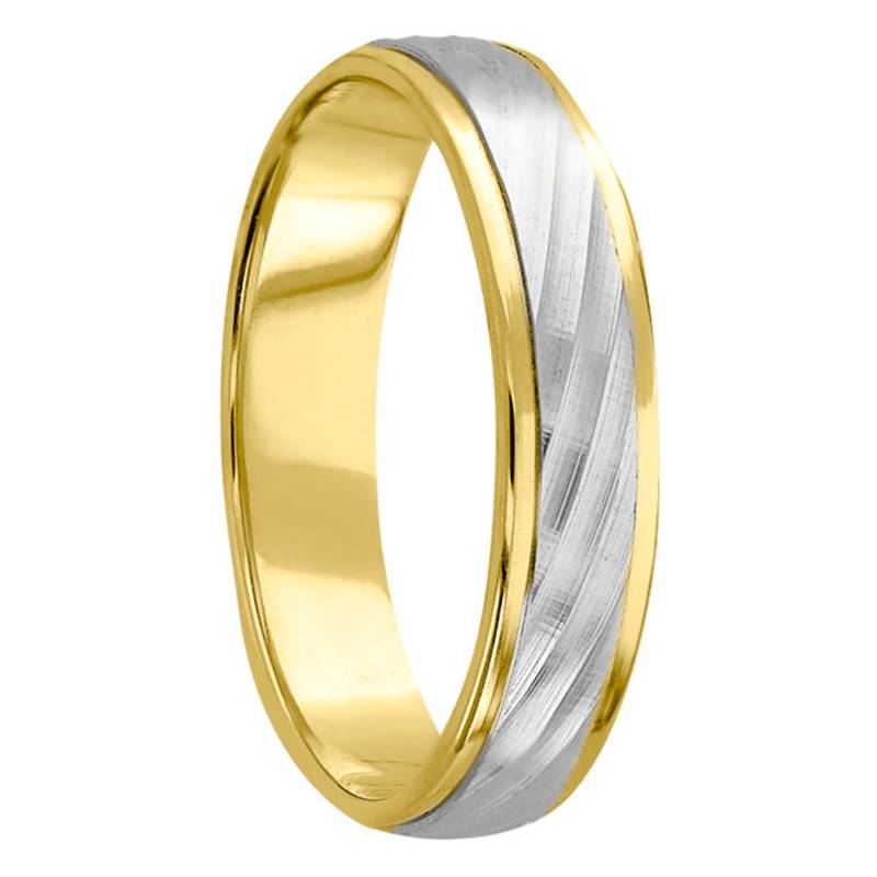 Layal Half-Domed Standard Two-Tone 750 Gold Wedding Ring - Maison Girard