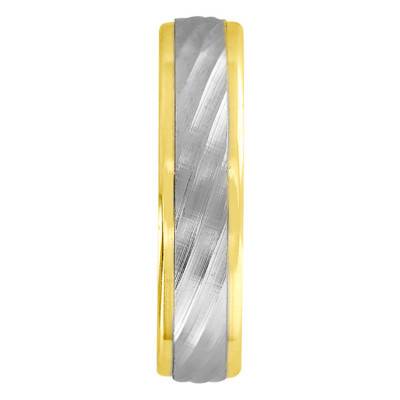 Layal Half-Domed Standard Two-Tone 750 Gold Wedding Ring - Maison Girard