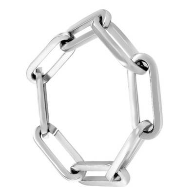 925 Silver Rectangular Link Bracelet, 21.5 cm Length - Guiot De Bourg
