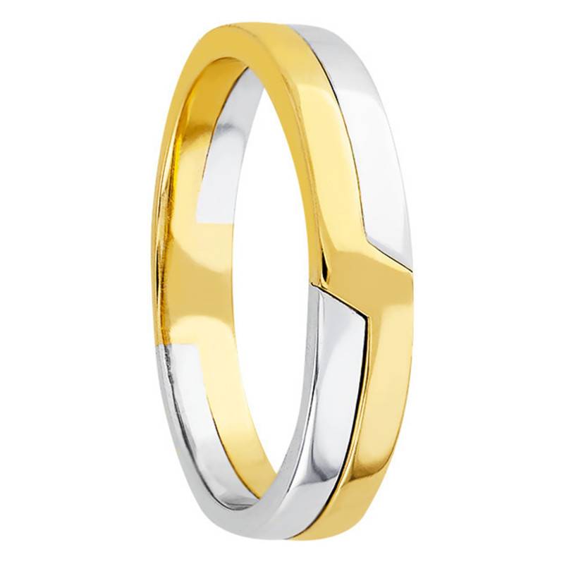 Standard Ribbon Messagier Wedding Ring in Two-Tone 375/1000 Gold, Width 4 mm - Maison Girard