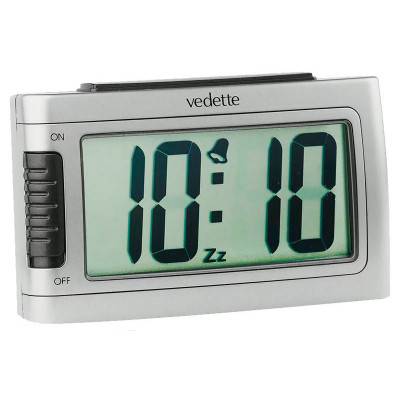 Metallic Gray LCD Alarm Clock 558.8124.11 - Vedette