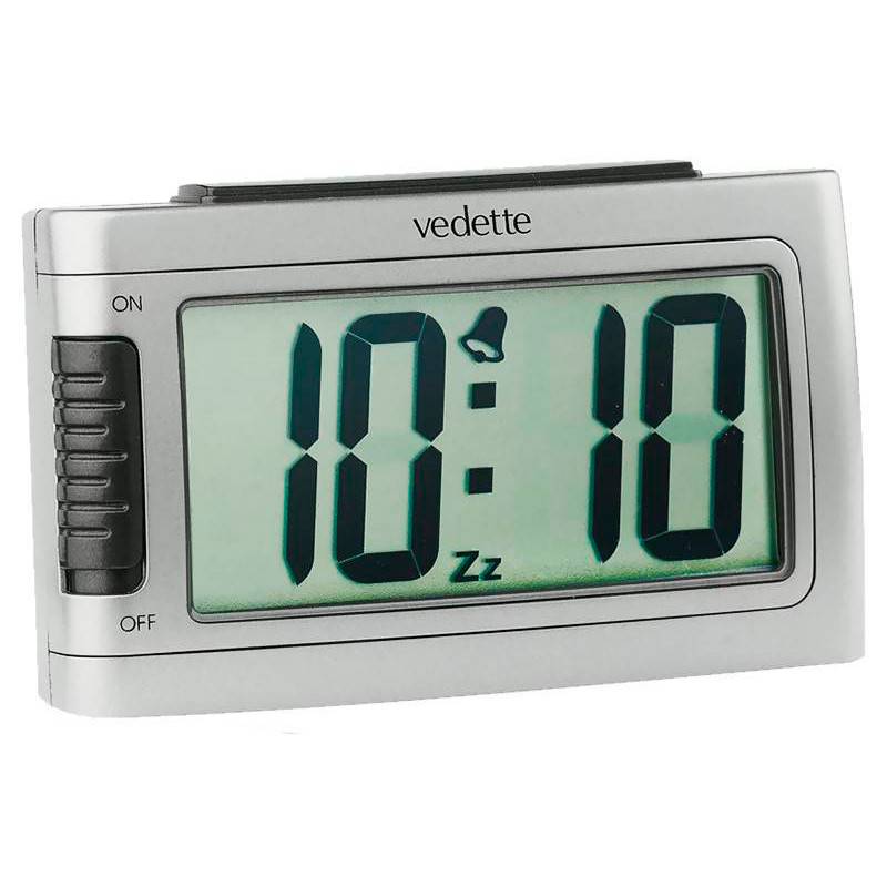 Metallic Gray LCD Alarm Clock 558.8124.11 - Vedette
