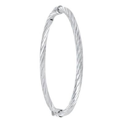 925 Silver Slim Rigid Twisted Bangle, 60 mm Diameter - Guiot De Bourg